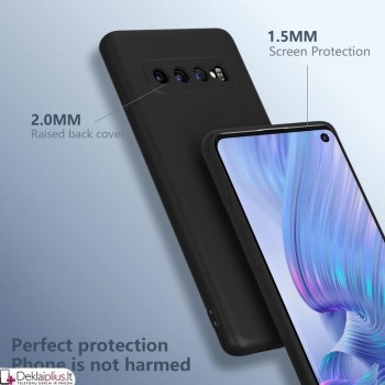 Liquid Air silikoninis juodas dėklas - su kameros apsauga (Samsung S10)